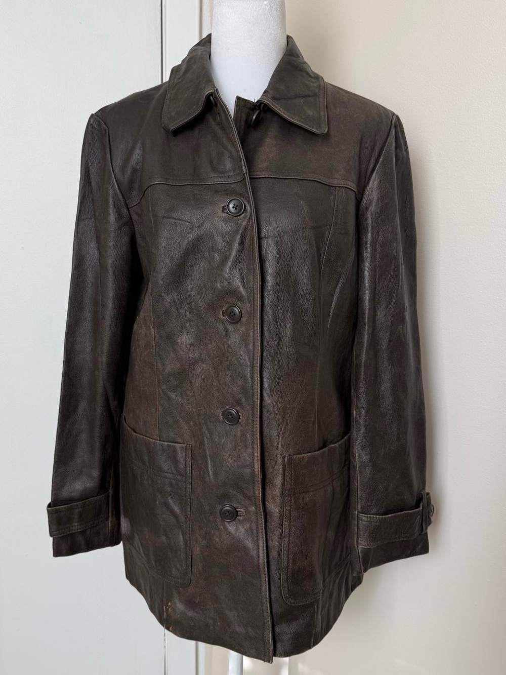 Vintage Eddie Bauer 90s genuine Leather Button-Front Jacket